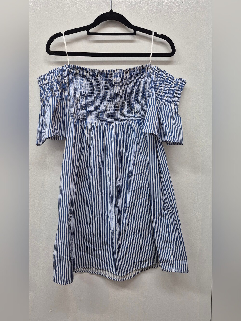 🌼5/$20 Blue and White Striped Off-Shoulder Tunic Dress